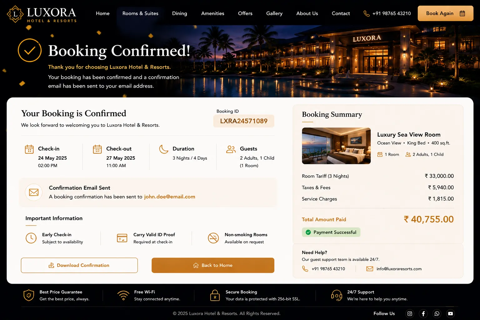 Booking Confirmation